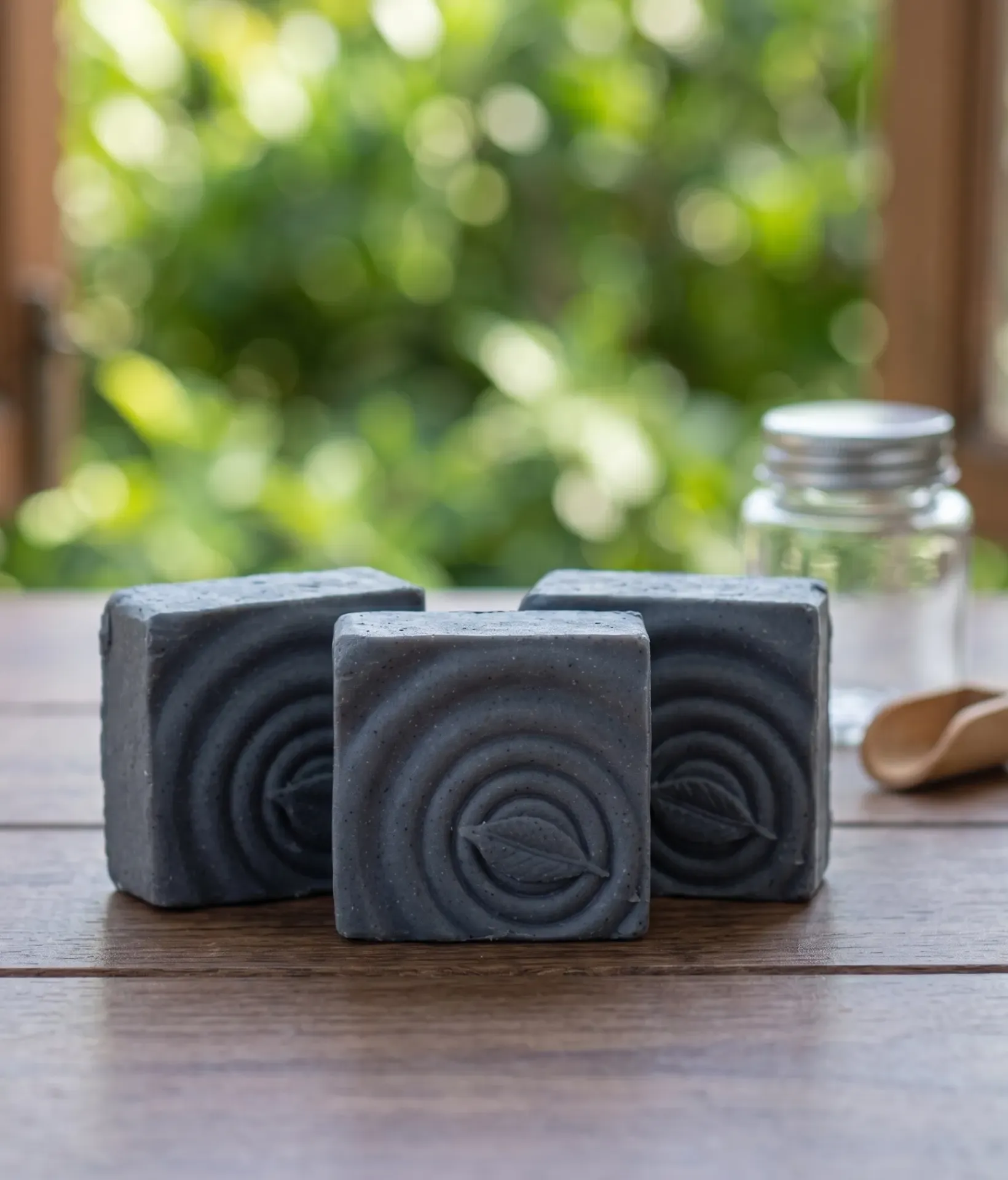 Set of 3 Natural Goat Milk and Activated Bamboo Charcoal Soap Bars for Deep Cleansing